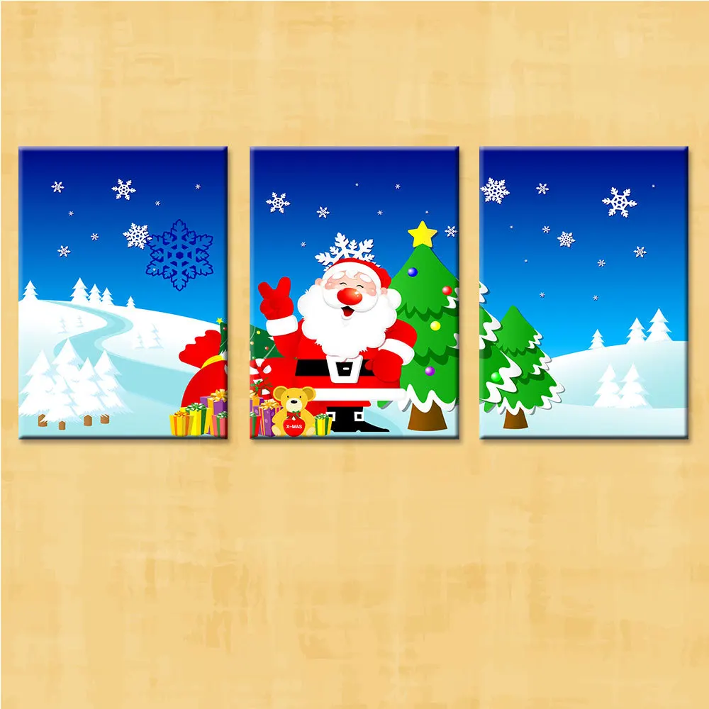 

Wall Art Canvas Painting Christmas Modern Original Santa Claus Decorative Children's Living Room Hanging Painting Scandinavian