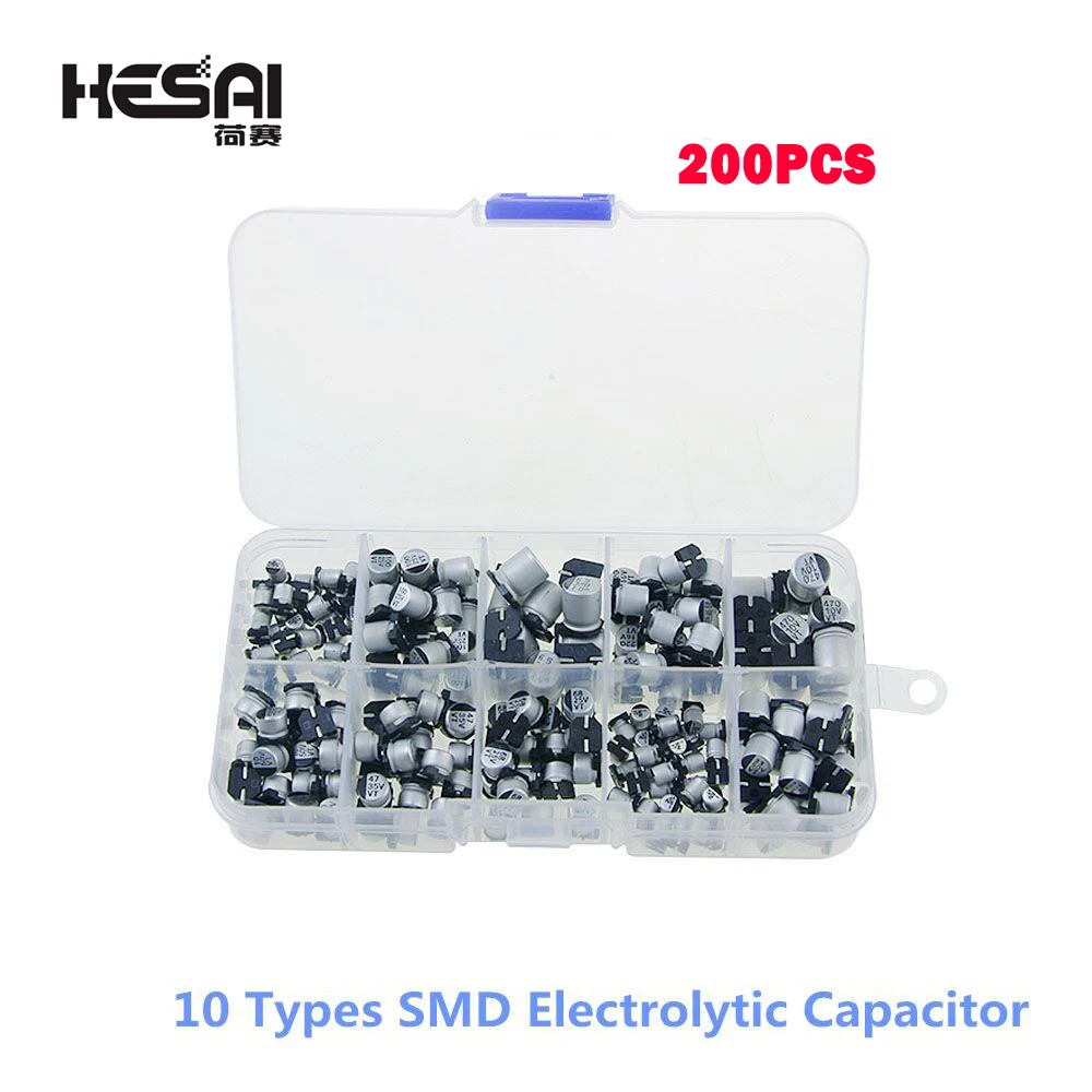 

200 шт., 10 типов фотоэлементов, набор для самостоятельной сборки, 10 В ~ 50 в мкФ ~ 470 мкФ с коробкой для хранения