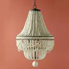 Люстра белая в гостиную, лампа с круглыми деревянными бусинами для спальни, в богемном стиле, в стиле принцессы, французская ретро, серого цвета