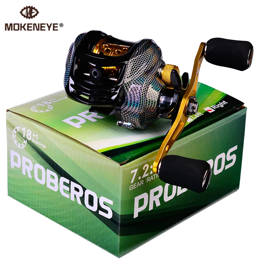

PROBEROS 7.2:1 Baitcast Reels 10KG Max Drag 18+1 Ball Bearings Laser Carbon Cloth Colors Lure Reel Right and Left Fishing Reels