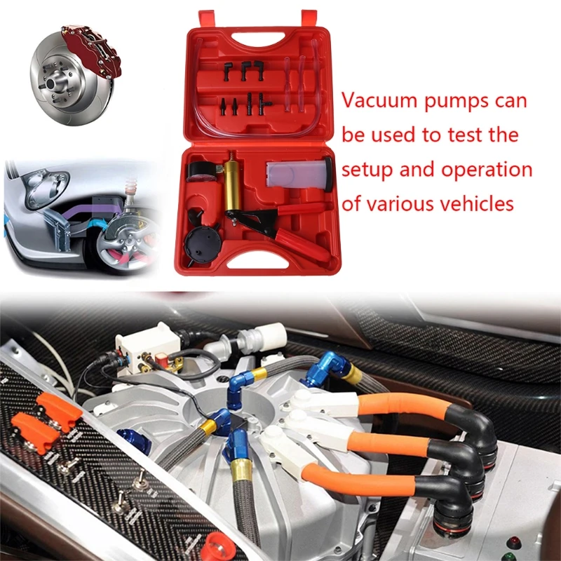 

Multifunctional Hand Held Vacuum and Pressure Pump Tester Kit Brake Bleeder Complete Set for Vehicle Settings Operation Car