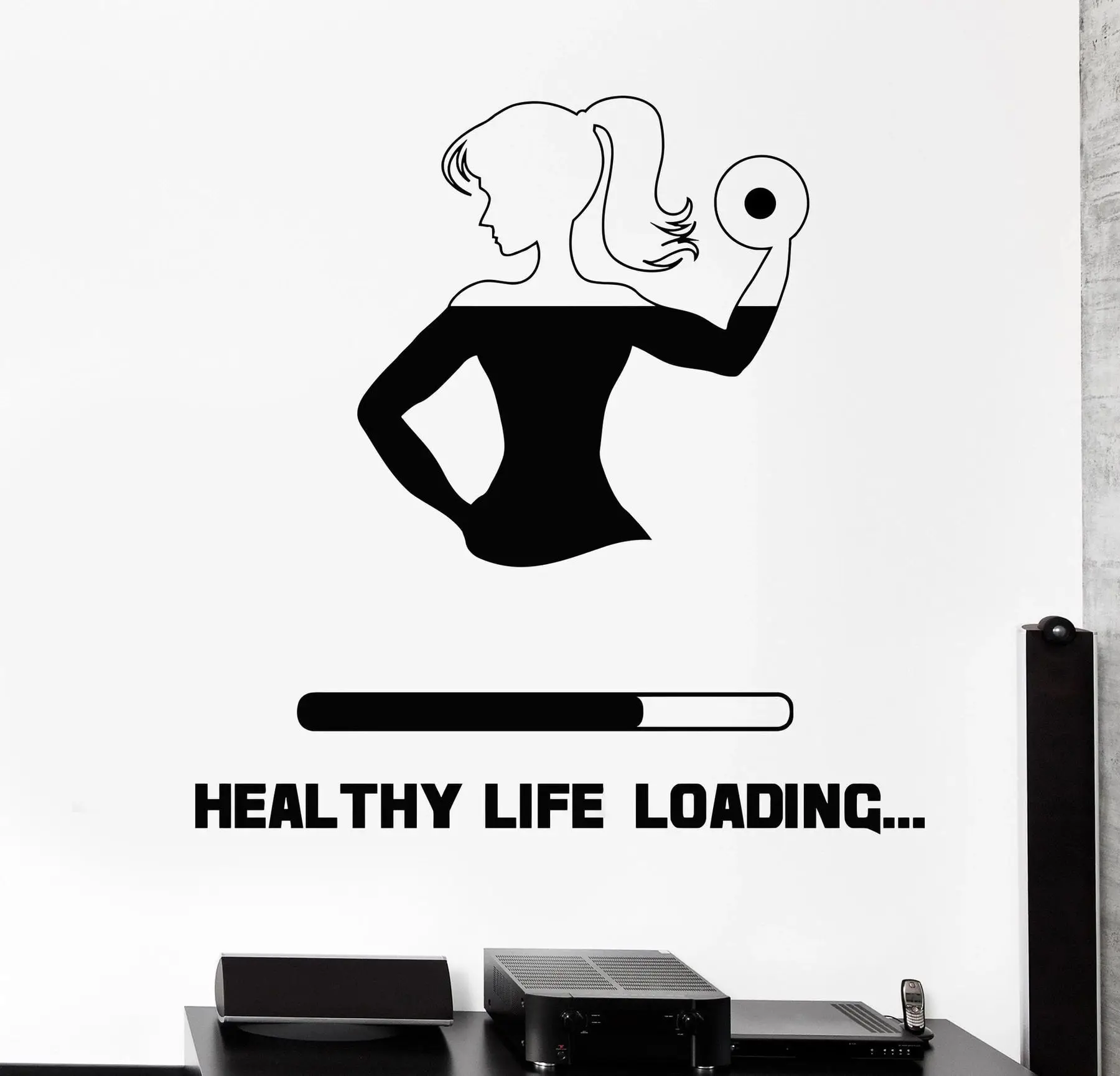 

Vinyl wall decal gym ladies fitness body beautiful girl health loading stickers unique home decor gym wall stickers JSF37