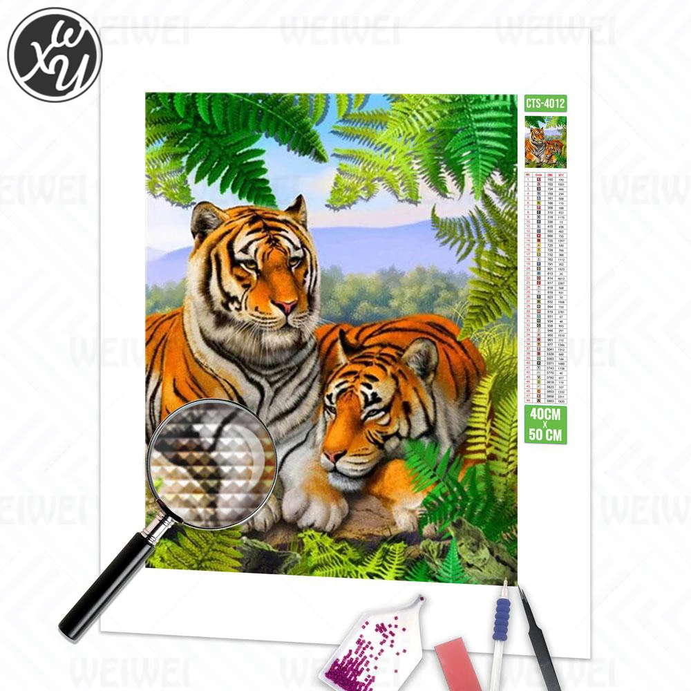 

5D Diamond Painting Kits for Adults Ferocious Animal Diamond Mosaic Tiger Lion Diamond Paintings Accessories for Home Decoration