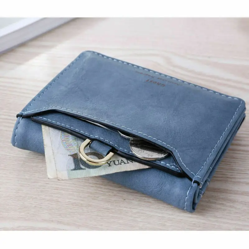 Женский короткий маленький кошелек для денег женский кожаный складной держатель