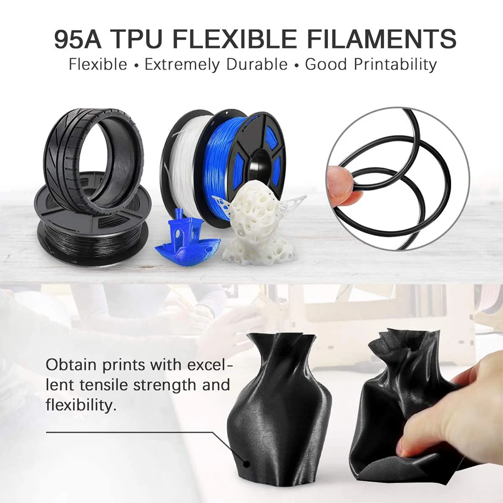 tpu filament 1 75mm 0 5kg high accuracy flexible tpu 3d printer filament for printing keyrings insoles mobile phone cases free global shipping
