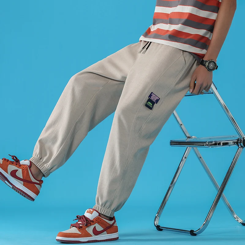 

Summer Men's Casual Pants Male School Khaki Cargo Trousers Autumn Fashions Bottom Drawstring Clothing Streetwear Z192