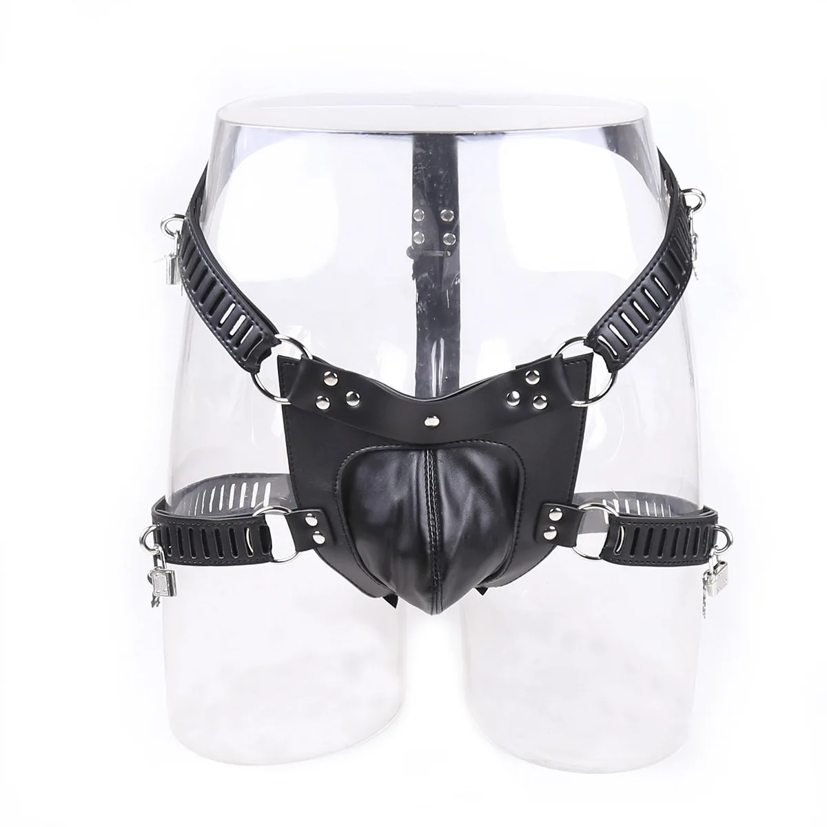 

BDSM PU Leather Sexy Panties Bondage Fetish Restraints Penis Cock Cage Male Chastity Devices Belt Erotic Cosplay Toys For Couple