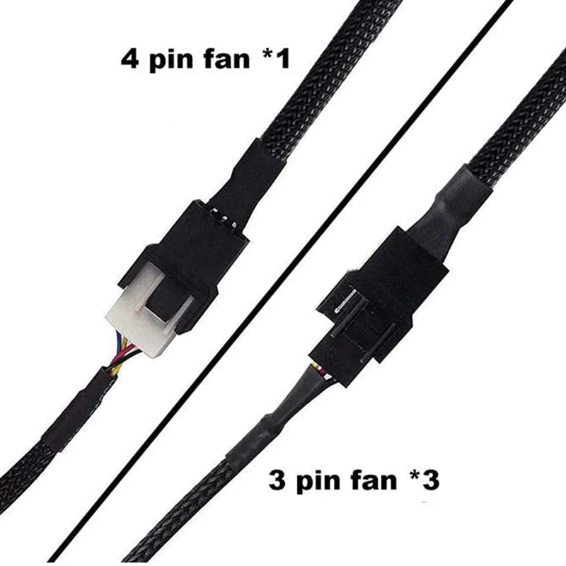 

4 Pin PWM Fan Splitter Cable Black Sleeved PC Case Fan Power Cable 1 To 4 Converter Braided Y Splitter Power Cable
