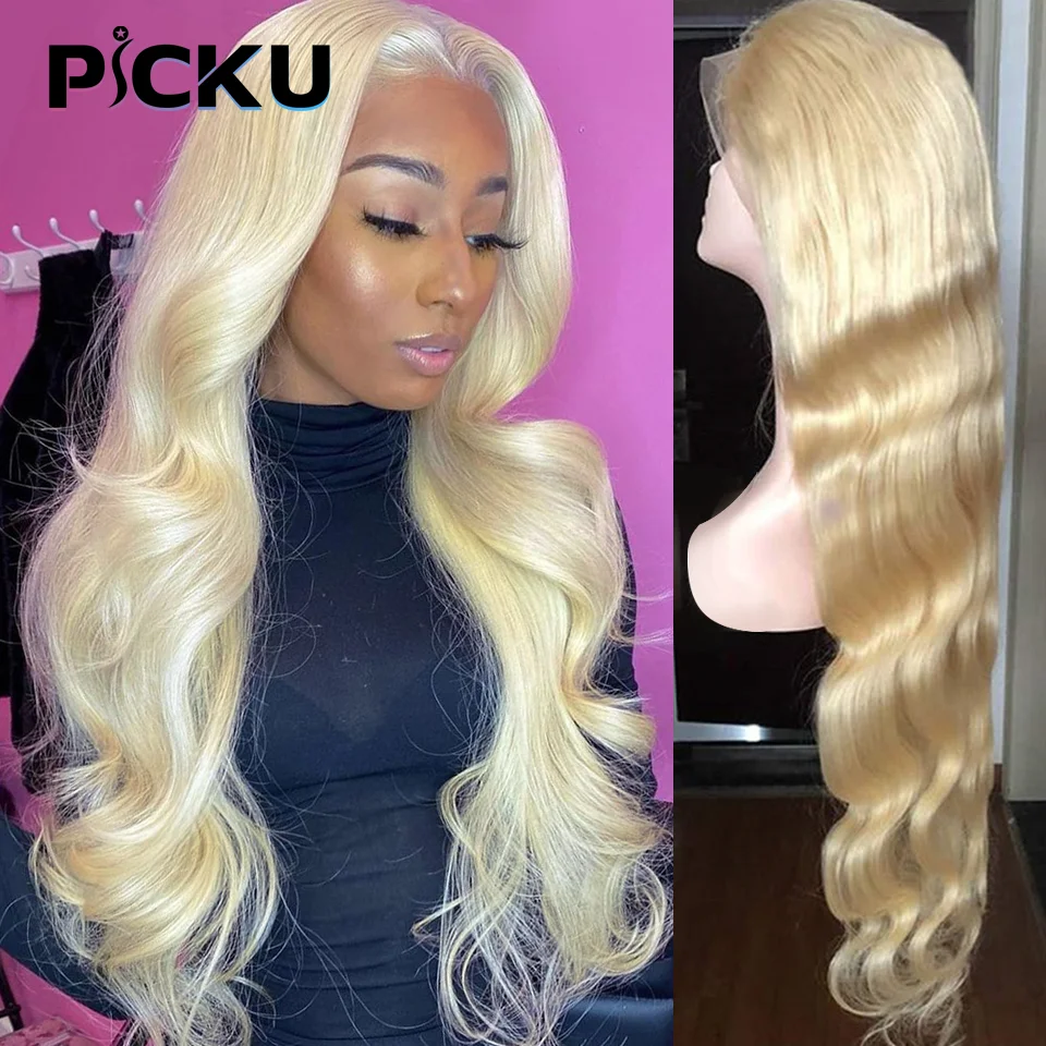 

32 30 Inch 613 Blonde Lace Front Wig 13x4 Transparent Lace Frontal Wig Pre Plucked Brazilian Body Wave Human Hair Wigs For Women