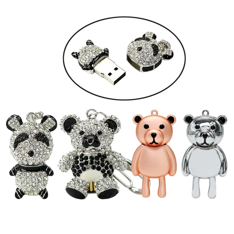 Алмазная кристальная панда, Usb флеш-накопители, флеш-накопитель, кристалл, медведь, U дисковое ожерелье, Usb карта памяти, 4 ГБ, 8 ГБ, 16 ГБ
