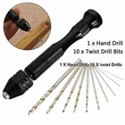 Дрель ручная Twistdrill, микро-алюминиевая ручная дрель с 10 бесключевыми сверлами, для работ по дереву, из алюминиевого сплава