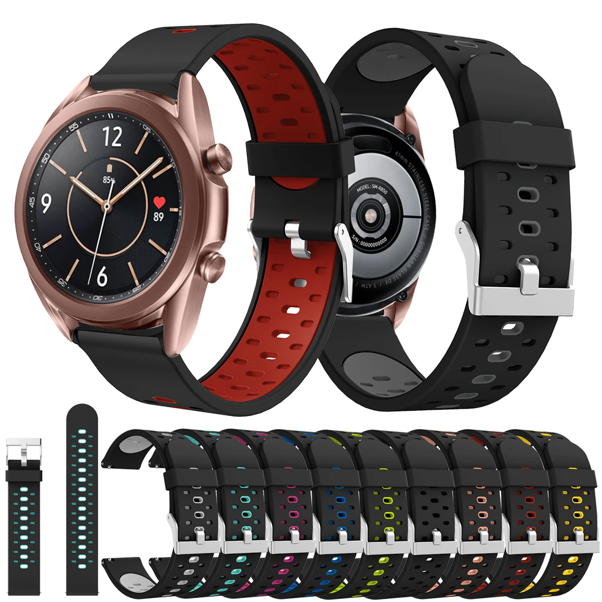 

Ремешок силиконовый сменный для Samsung Galaxy Watch 3 41 мм/Active 2 44 мм 40 мм