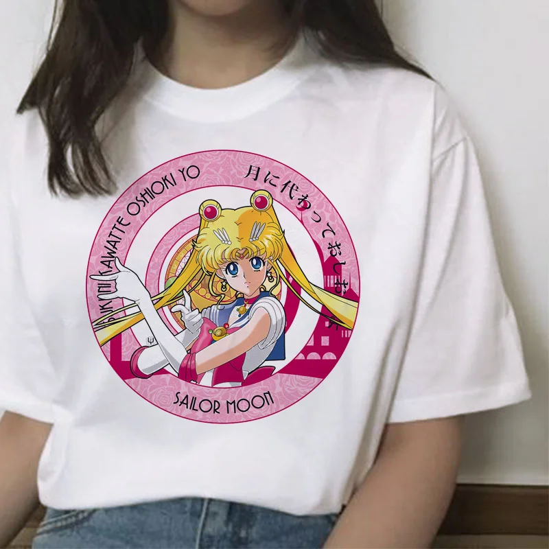 Сейлор Мун кавайная футболка кошка harajuku Женская ulzzang футболка корейский Графический Топ мультяшная Футболка короткий рукав женская забавная - Цвет: 20899