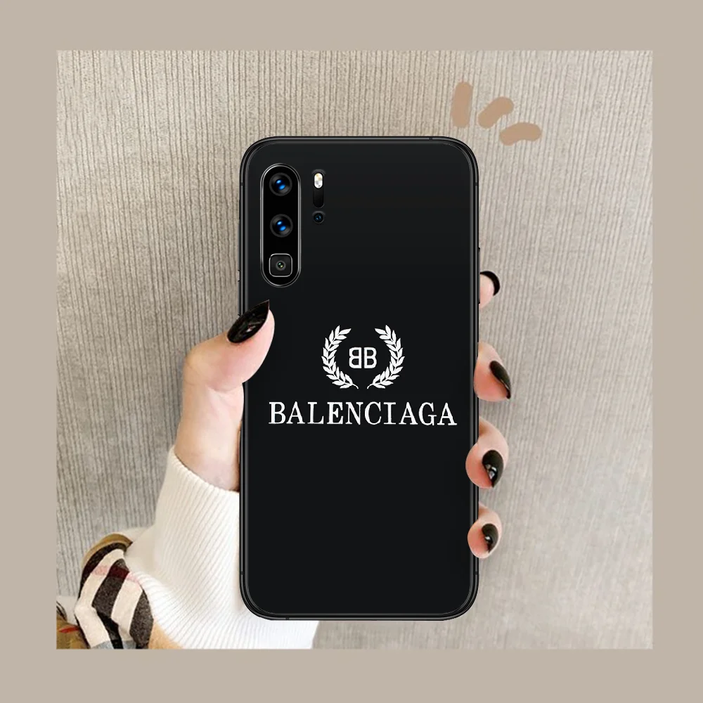 

French luxury Phone Case Cover Hull For Huawei P8 P9 P10 P20 P30 P40 Lite Pro Plus smart Z 2019 black Hoesjes Soft Etui Fashion
