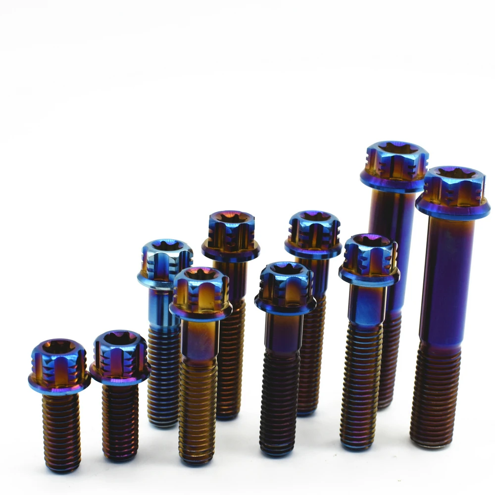 Титановые болты M6 M8 M10 мотоциклетные суппорты тормозной синий фланец Torx головка титановые винты Ti крепеж 2 шт