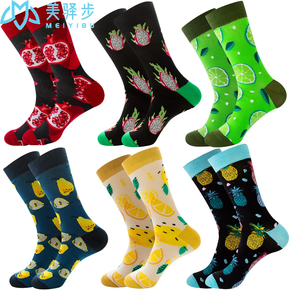 12 Pairs Per Set Autumn Diamond Socks Animal Fruit Socks Food Geometry Christmas Funny Sock Gift