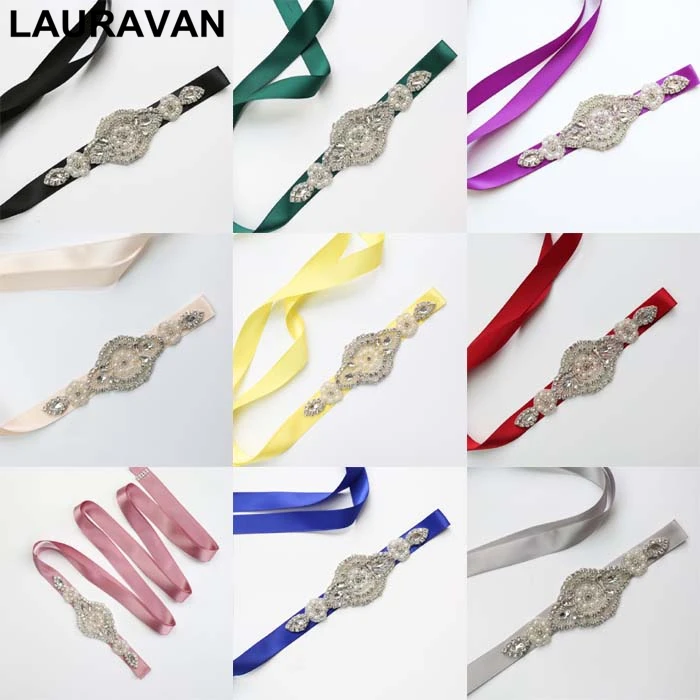 Свадебные ремни 270x2 см с черно белыми кристаллами атласные Стразы пояс для