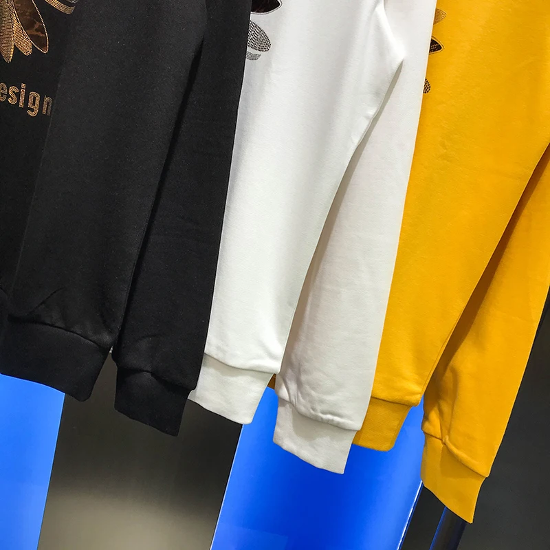 

European station autumn men's 2020 new top sun flower hot drill Crew Neck Long Sleeve Sweater casual versatile fashion youth