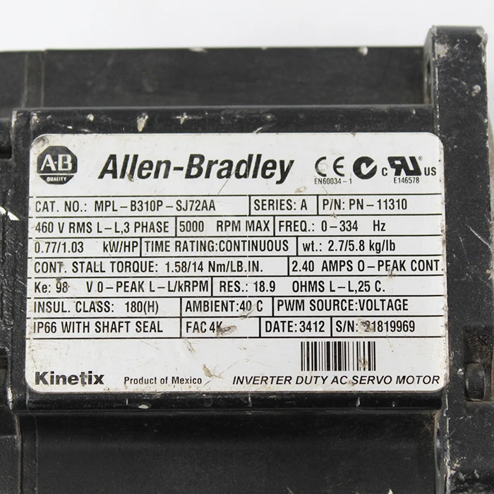 Allen Bradley Servo Motor MPL-B310P-SJ72AA KINETIX MPLB310PSJ72AA Used In Good Condition With Free Shipping | Инструменты