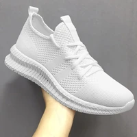 sneakers men fashion leisure sports light large size white outdoor walking mesh breathable vulcanized flying woven student shoes