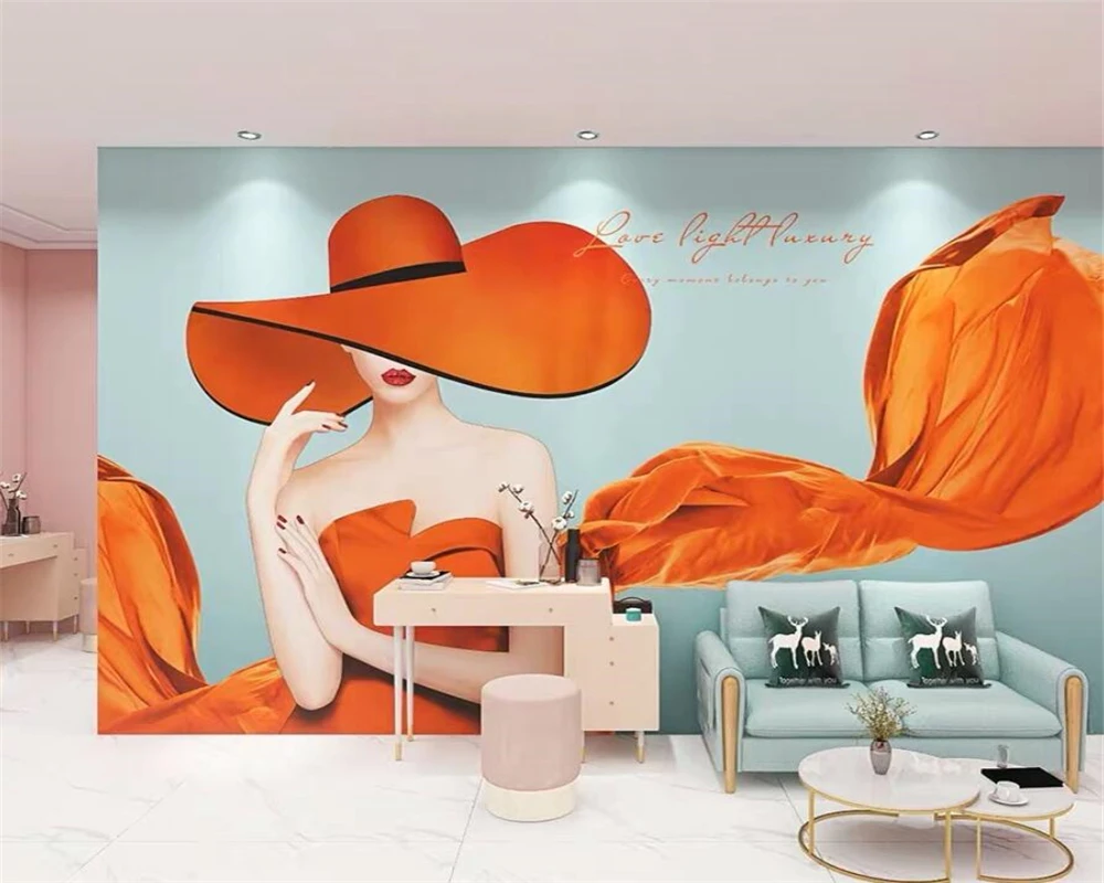 

beibehang Customized beauty beauty salon decoration clothing store background nail studio decoration papel de parede wallpaper