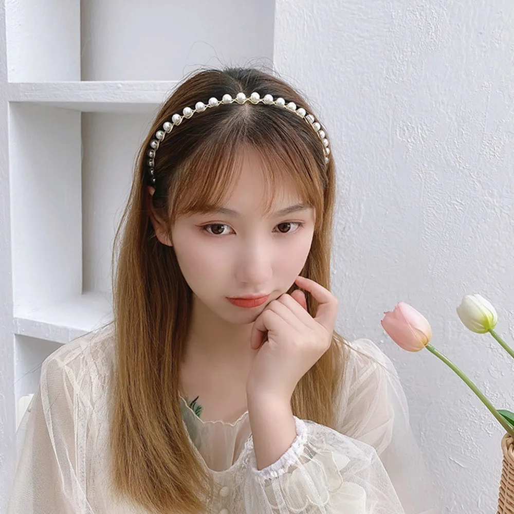 

2021 New Women Elegant Full Pearls Hairbands Sweet Headband Hair Bundle Lady Hair Hoops Fashion Headband Hair Accessories Gifts