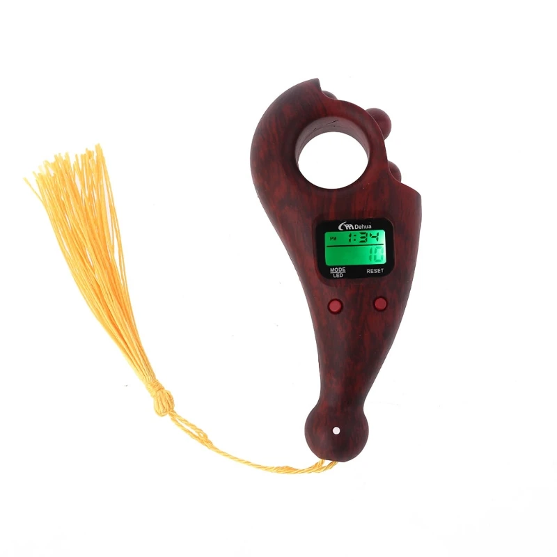 

Wood Color Rotating Beads Counter Digital Counting Toll for Rolling Beads Battery Power Source Finger Counter for Pray