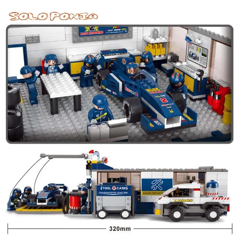 0356 F1 ремонтная станция строительный блок гоночный образовательные строительные