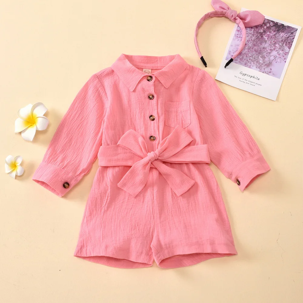От 1 до 6 лет Летний комбинезон с длинными рукавами для маленьких девочек Короткие