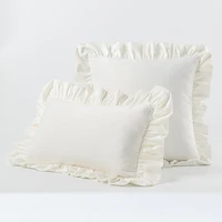 inyahome pure white velvet pillowcases decorative solid soft cozy cushion covers with lotus edge square for couch sofa bedroom