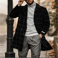 2021 spring autumn hot new european american youth mens plaid lapel all match loose coat jacket clothing outerwear