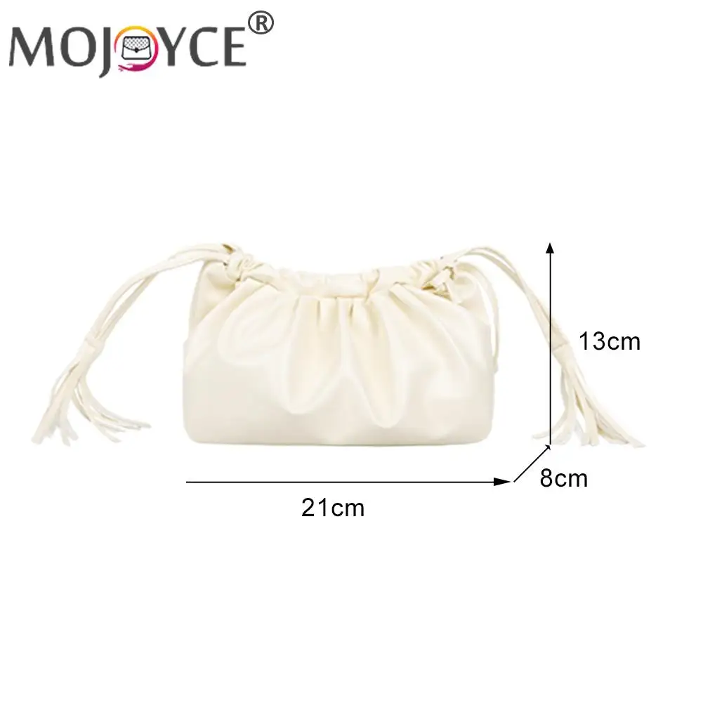 

Casual All-match Drawstring Cloud Pleated Handbags Fashion Women PU Leather Shoulder Crossbody Bag Portable Purse Color Purse