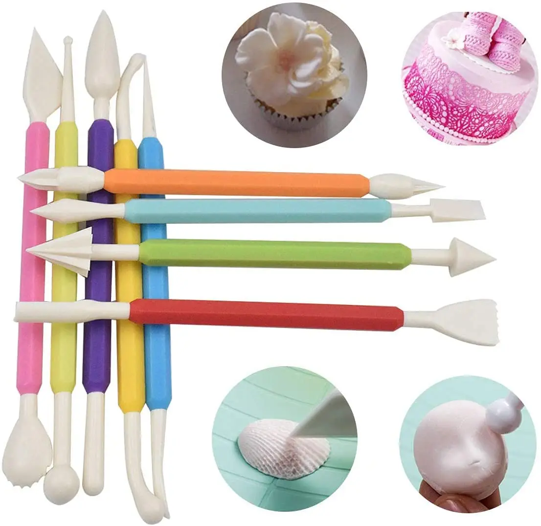 9pc Fondant Model Kit Double-Ended with 18 Sculpting Shape Carving Knife Pen for DIY Icing Cake Sugar Craft Clay Flower Paste | Дом и сад