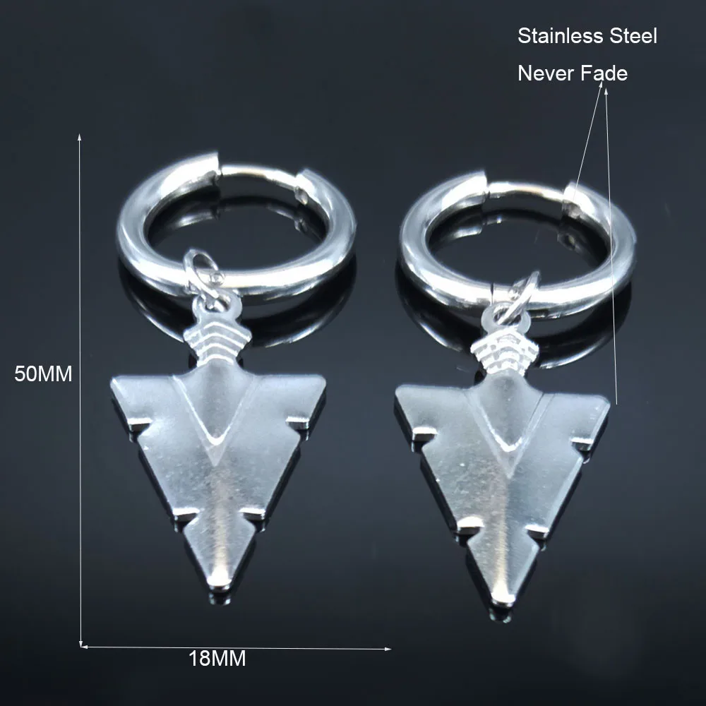

2021 Punk Stainless Steel Hoop Earrings Women Geometry Arrow Silver Color Earrings Hoops Jewelry boucle d'oreille femme E613021