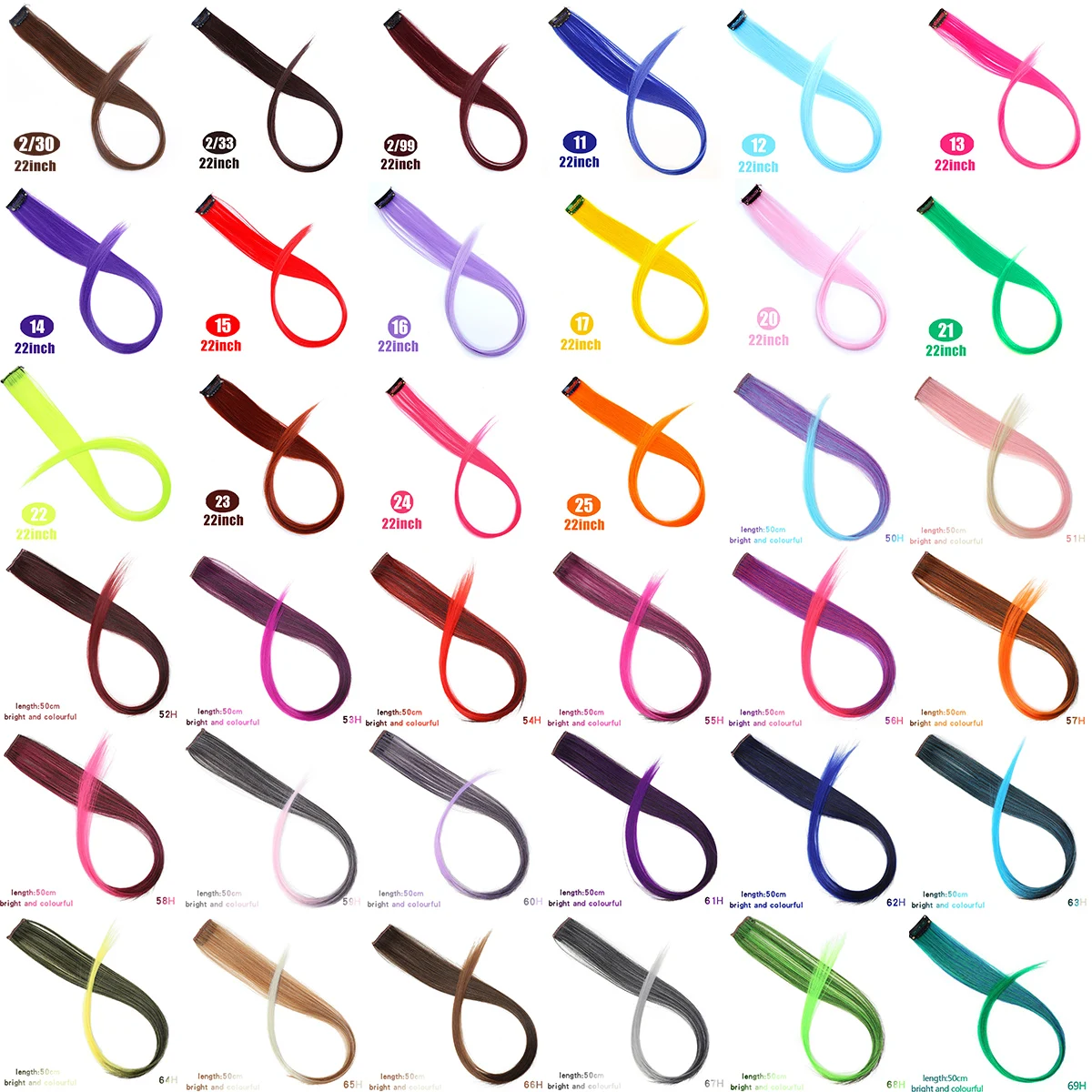 Длинные прямые цветные волосы BUQI наращивание волос на клипсе хайлайтер радужной