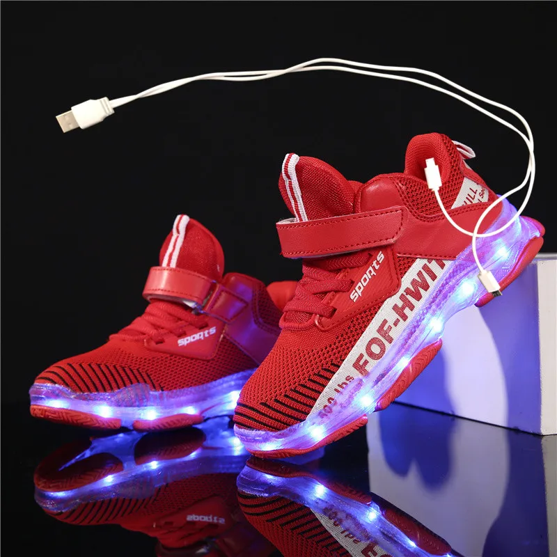 Кроссовки светодиодные с зарядкой от USB размер 26-36 | Детская одежда и обувь