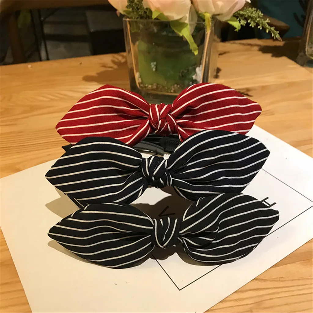 

Women stripe Hair Accessories Ladies cross Bow Knot print headband Sweet Girl Simple Elegant Female Hair Accessories Ornament
