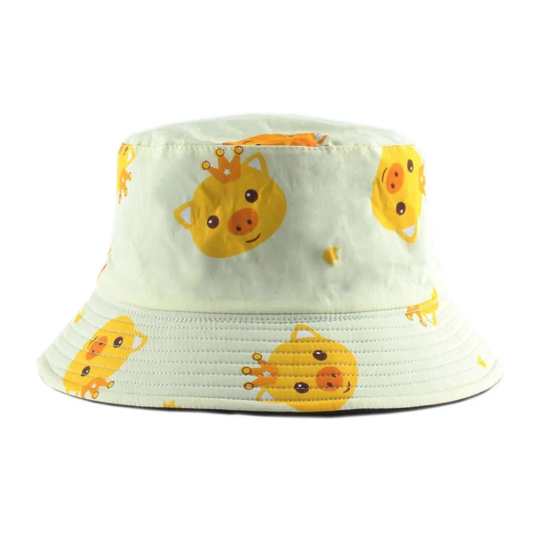 

2021 Cartoon Pig Bucket Hat for Women Female Fisherman Hat Panama Bob Hat Summer Sun Hat for Girl Friend Gift