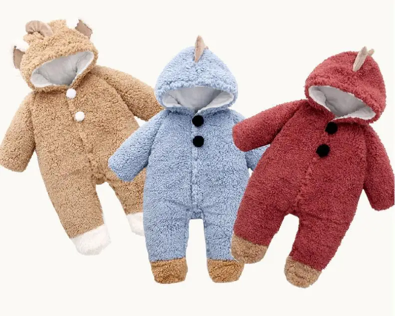 Детский флисовый комбинезон с капюшоном мультяшным динозавром | Детская одежда и