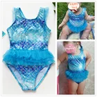 От 1 до 9 лет Детские купальники для маленьких девочек, высококачественный купальник для девочек, кружевное стильное детское платье для плавания, детские купальники