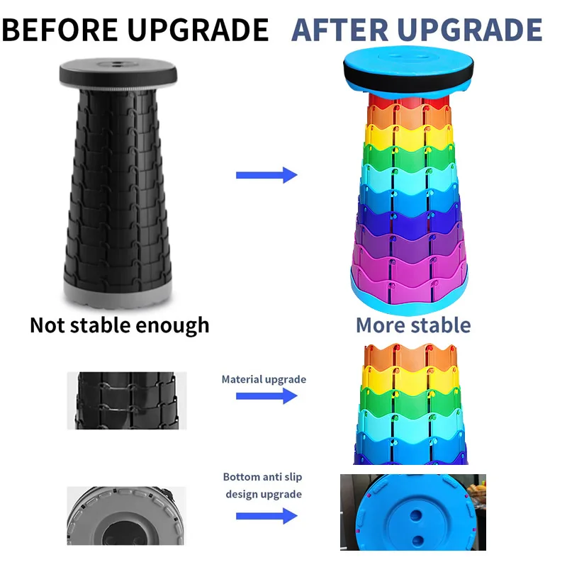 Retractable Folding Stool for Adult Kids Camping Travel Fishing Outdoor Indoor Portable Rainbow Chair | Мебель