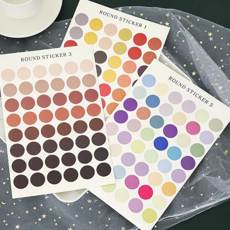 

48PCS Wind Color Dots Paper Sticky Stickers Decoracion Scrapbooking Office Stationery School Supplies Sealing Sticker