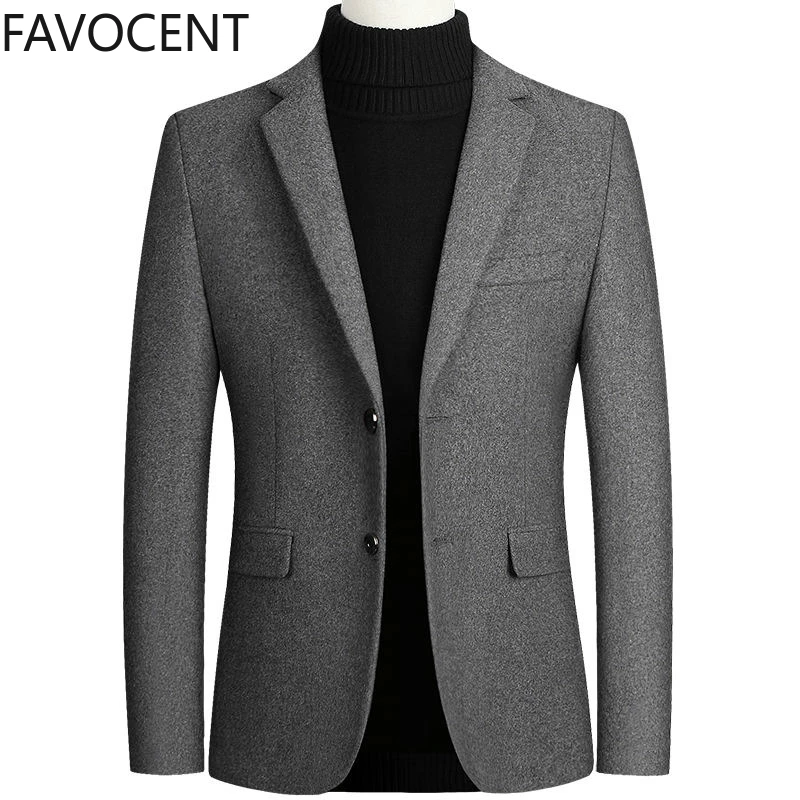 

High Quality Men's Wool Suit Coat Wool Blends Casual Blazers Men Suit Top Male Solid Business Casual Mens Coats and Jackets