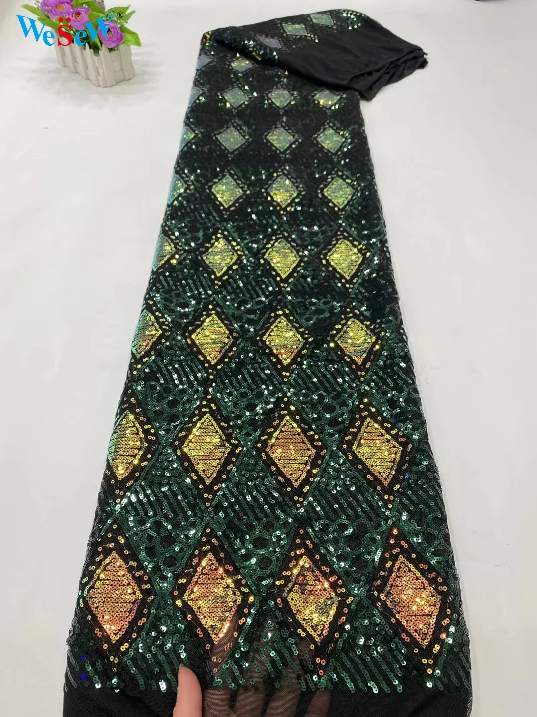 

Африканские блестки, сетчатая кружевная ткань, блестящая вышивка, французский тюль, кружевной материал для свадебного платья SDPN28