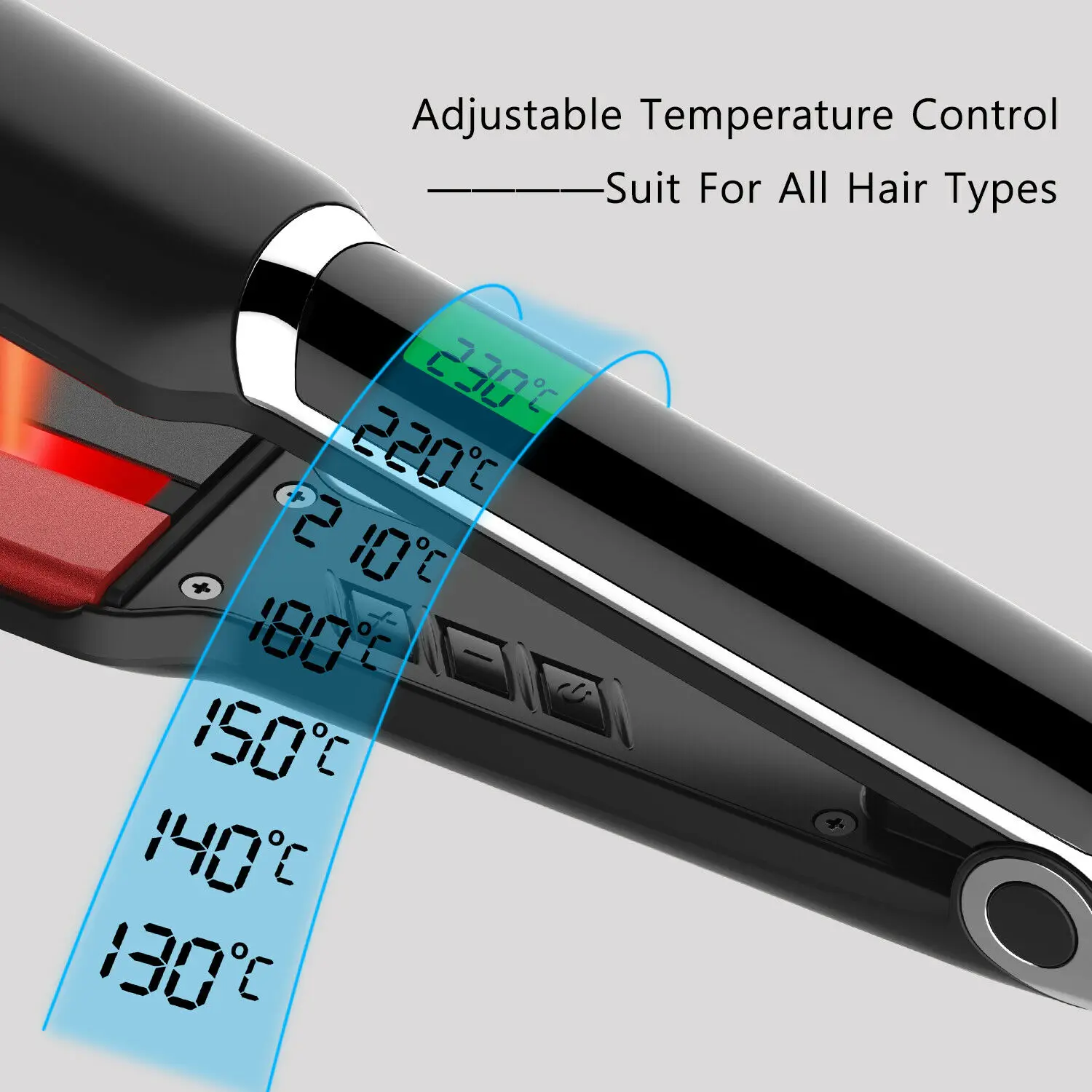 

Ocaliss Professional Titanium Hair Straighteners RM-83 Adjustable Temperature with Digital LCD Display 100-240V 30's Heat Up