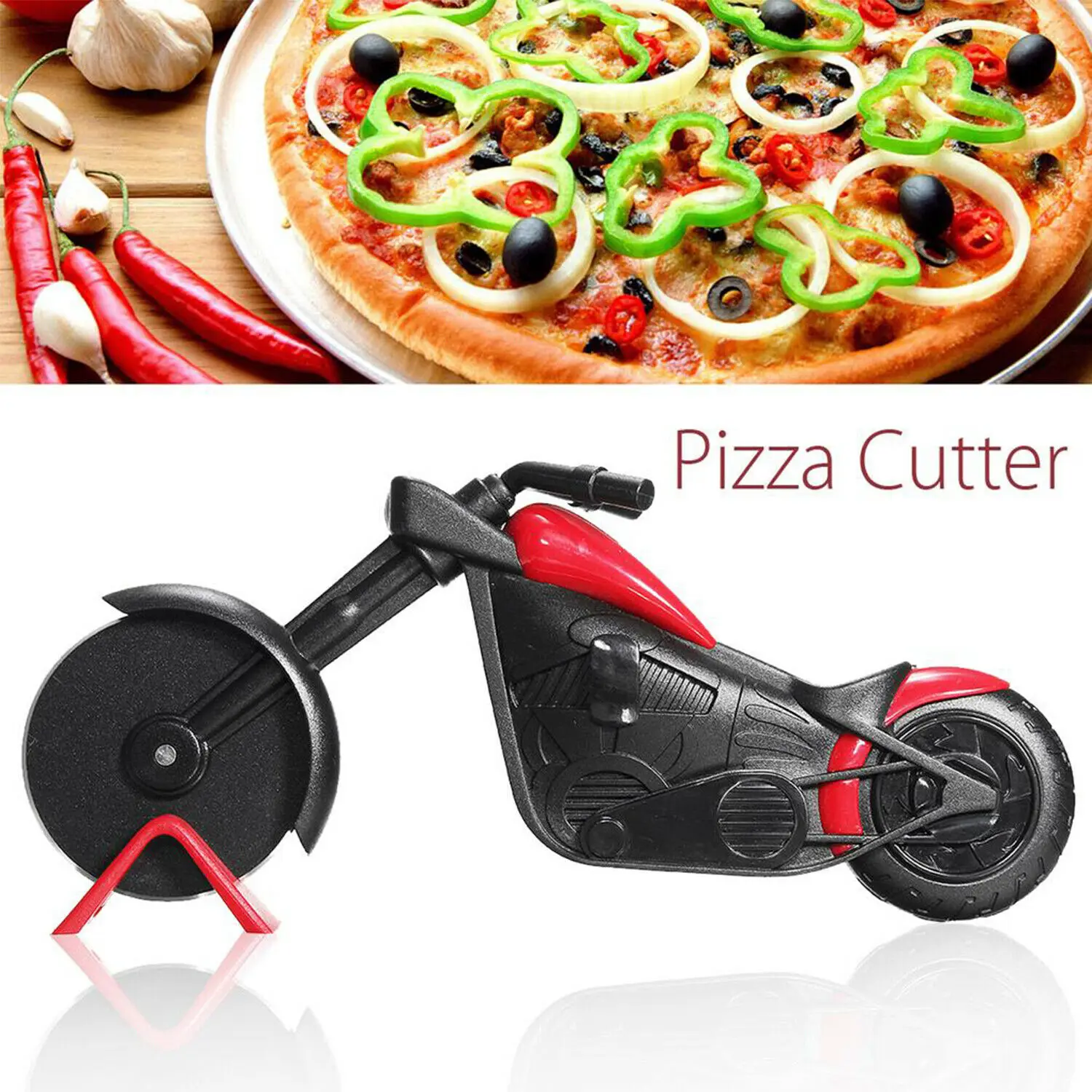 

Pizza Cutter Stainless Steel Motorcycle Biscuit Maker Wheel Cake Slicer Kitchen Gadget Tool You Tiao Knife Kitchen Tools