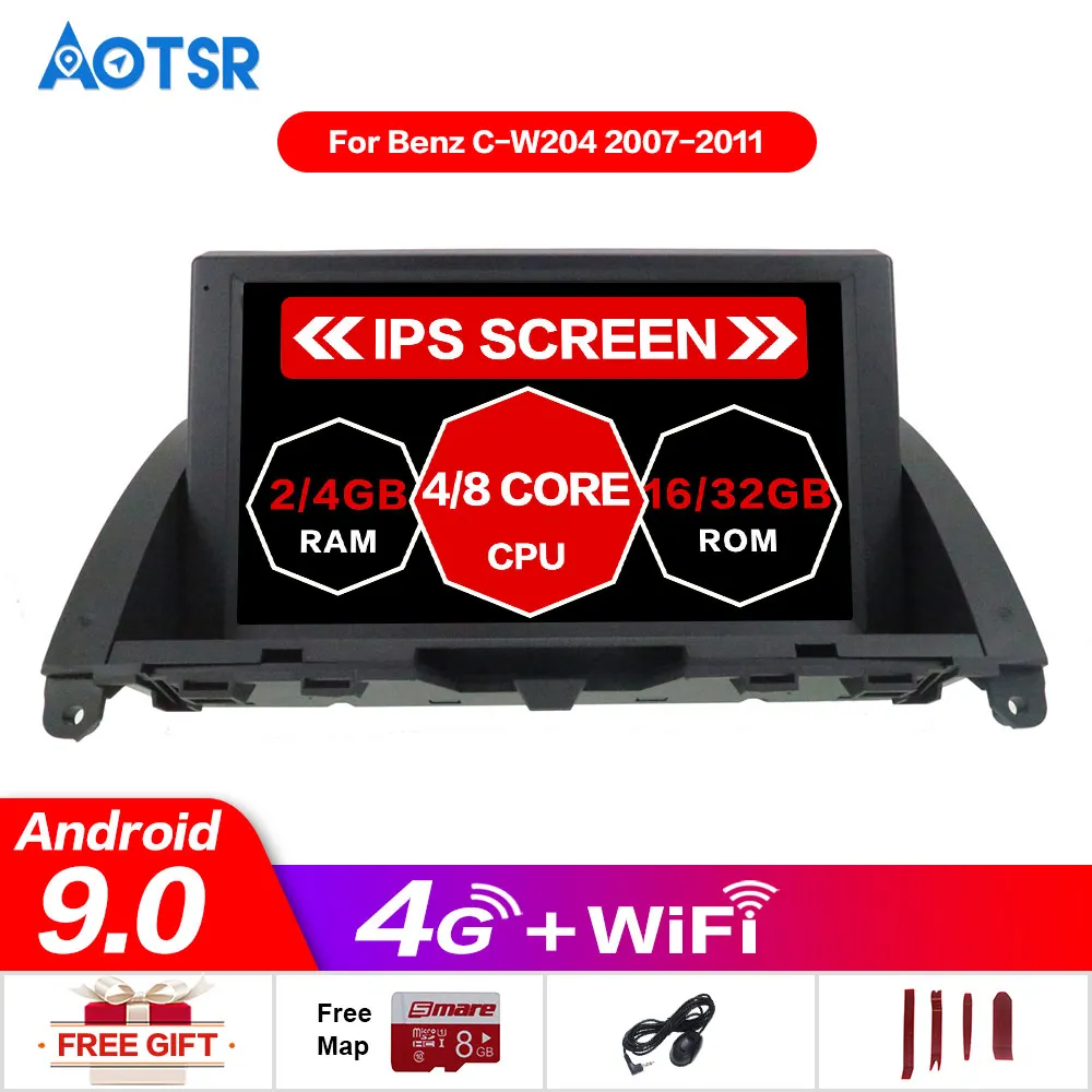 

The Pure Android9.0 4+32GB 2 din 8 Core Car DVD player for MERCEDES-BENZ C klasse w204 2007-2011 Audio GPS Radio multimedia unit