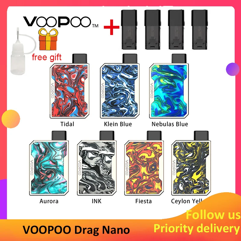 Vape nano комплект VOOPOO DRAG Nano Pod 750 мАч батарея и 1 мл Топ GENE чип Смола панель vs justfog