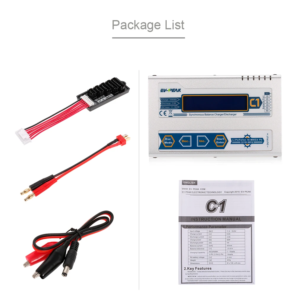 C1 50W 6A 1 6S DC11.0V 18.0V зарядное устройство с JST_XH плата адаптера T разъем для LiPo LiFe NiMH NiCd