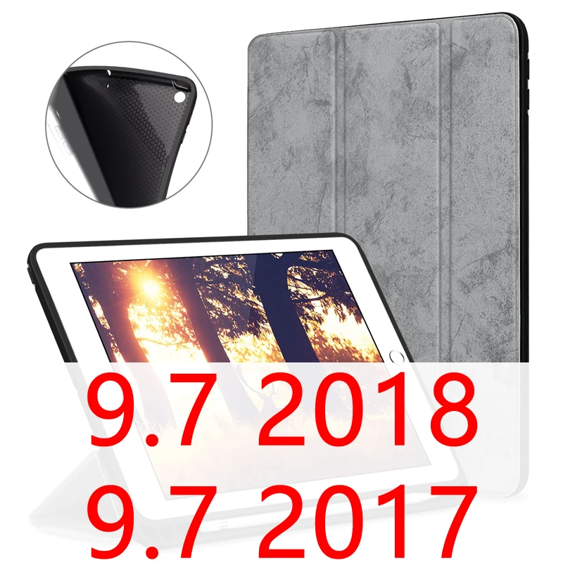 Gray 9.7 Чехол для iPad Pro 11 с держателем-карандашом для iPad 9,7 чехол мягкий силиконовый задний умный чехол для iPad 9,7 Funda Coque - Цвет: Gray 9.7
